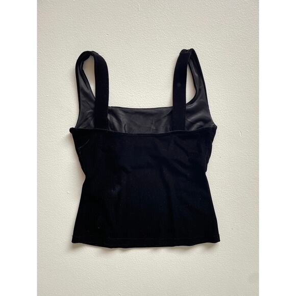 Vintage 90's Black Velvet Tank Top / Sleeveless / Goth / Grunge / Bodycon - Picture 5 of 7